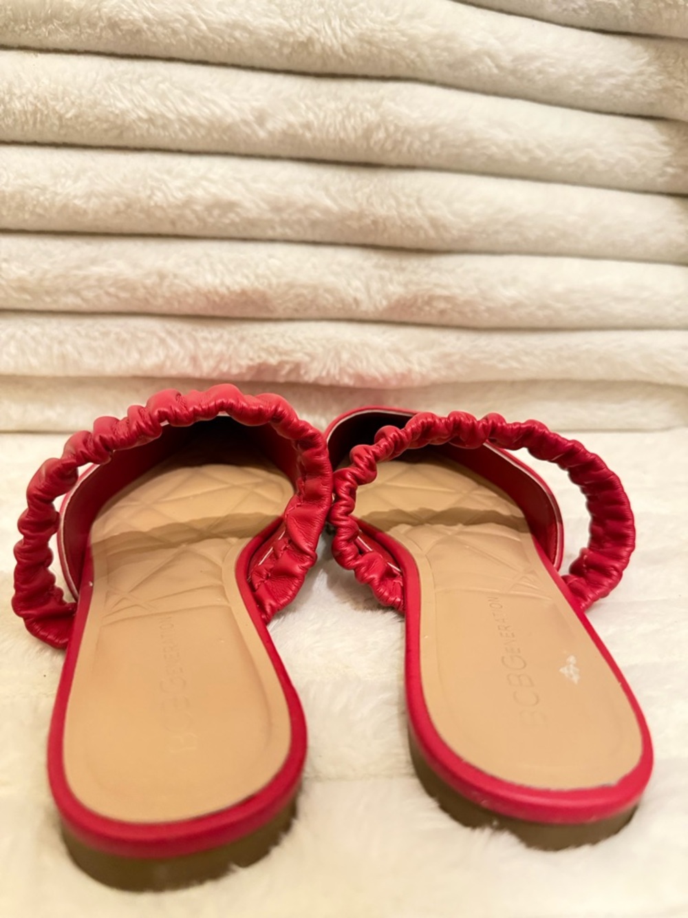 BCBGeneration Red Pointed-Toe Slingback Sandals with Studded Trim - Picture 3 of 7